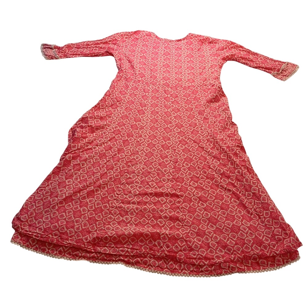 Unbranded Anarkali Kurta Women's Pink Block Print Mirror Work Size 40 Dress